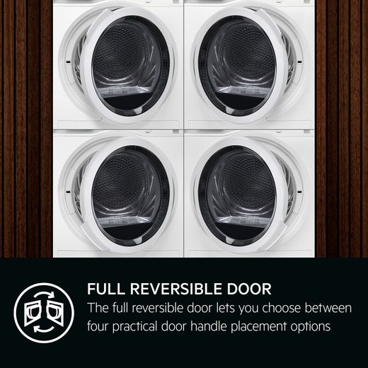 AEG SensiDry Technology TR718L4B 8Kg Heat Pump Tumble Dryer - White - Full reversible door