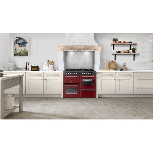 Stoves Richmond Deluxe 110DF 110cm Dual Fuel Range Cooker - Garnet Red - Cooker in kitchen