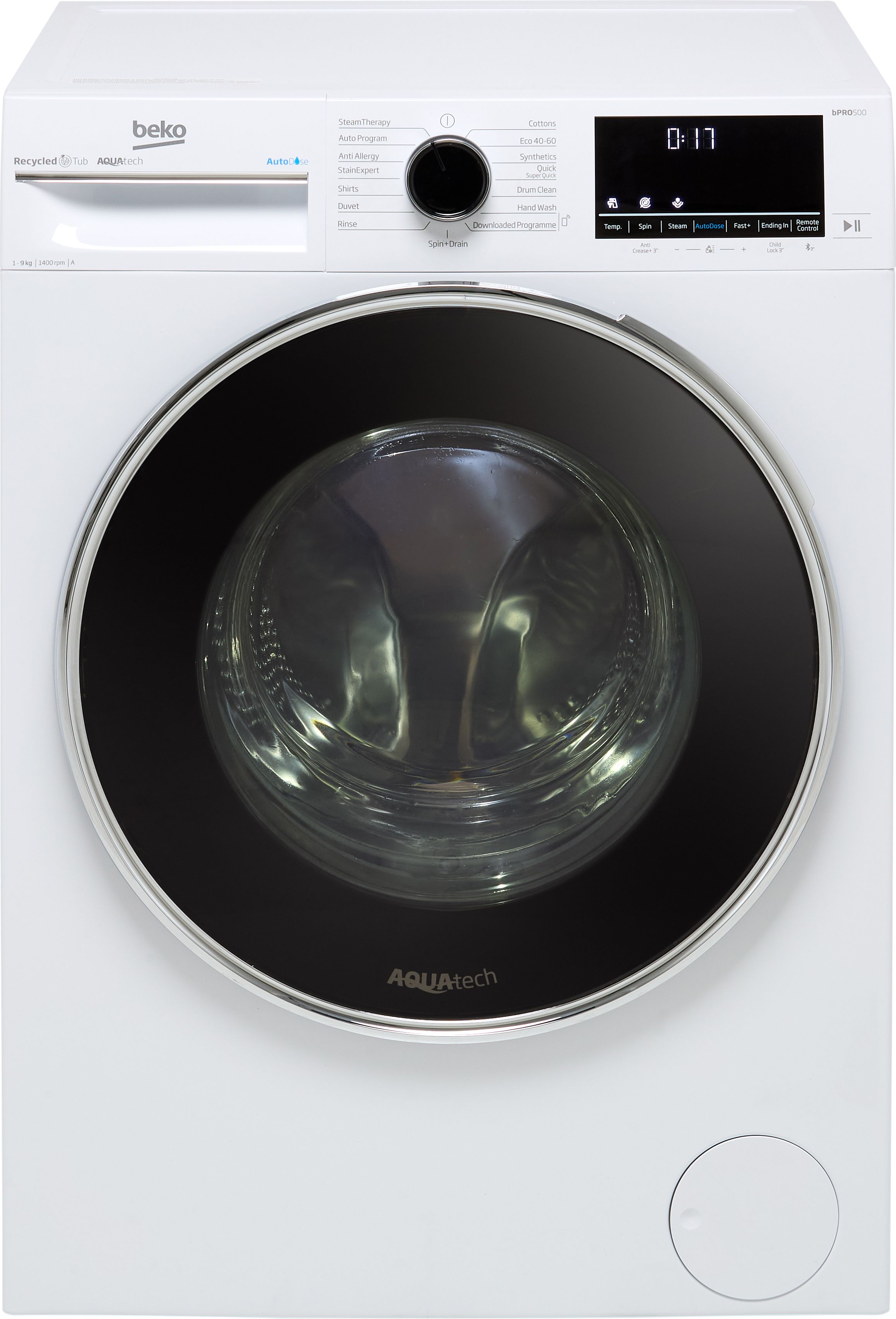 Beko Aquatech RecycledTub B5W5941DW 9kg Washing Machine with 1400 rpm - White - A Rated, White