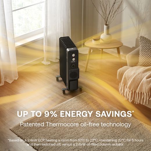 Dimplex Oil Free Radiator 2400W - Anthracite - Annotation - Energy saving shot 