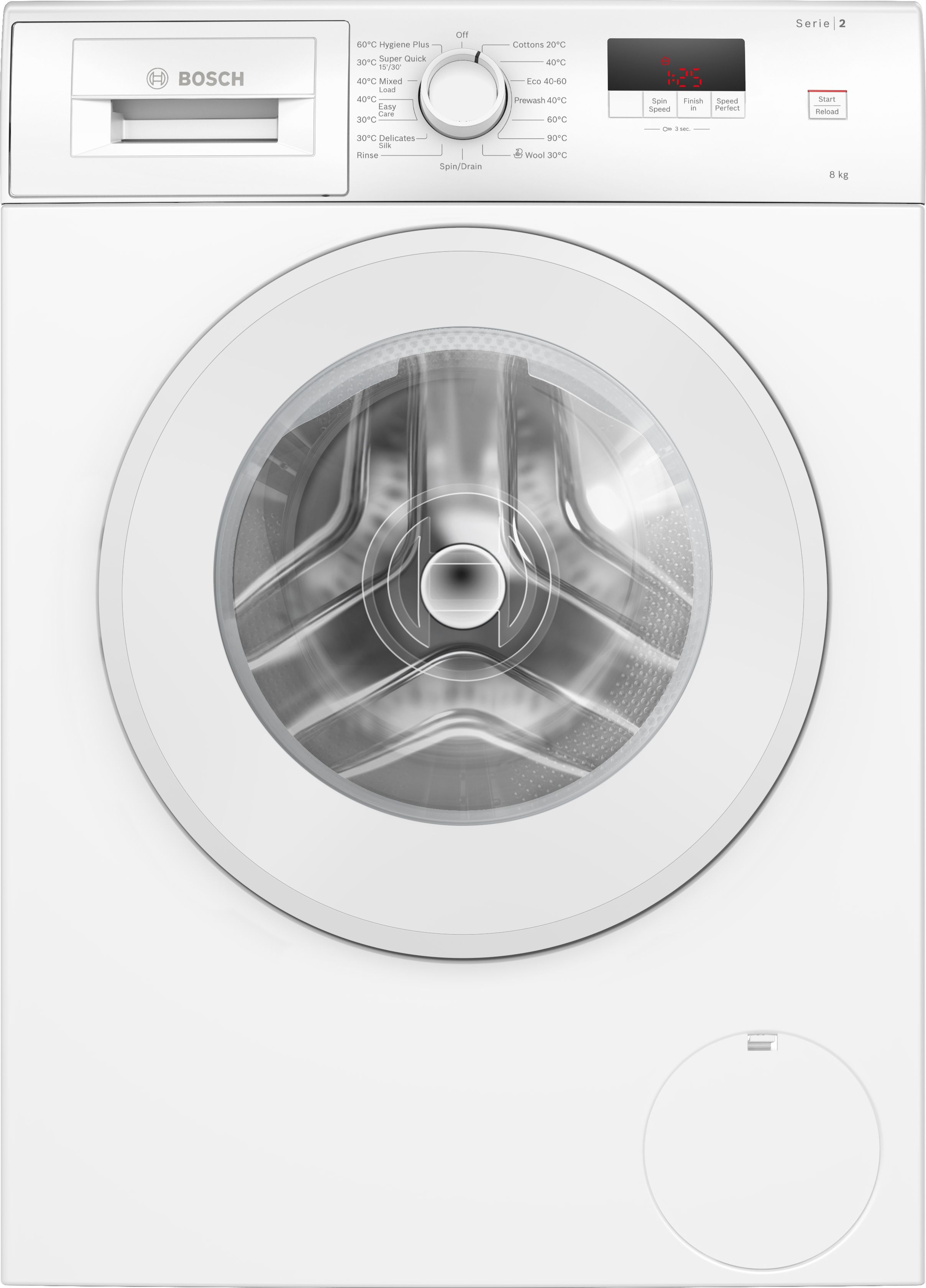 Bosch Series 2 WGE03408GB 8kg Washing Machine with 1400 rpm - White - A Rated, White