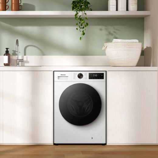 Hisense 1i Series WF1I1142BWL2 11kg Washing Machine with 1400 rpm - White - machine in kitchen shot 