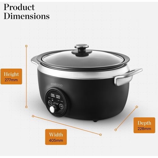 Tower GF16010 Slow Cooker Black - Dimensions