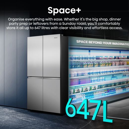 Hisense American Fridge Freezer - Stainless Steel - Annotation - space + shot