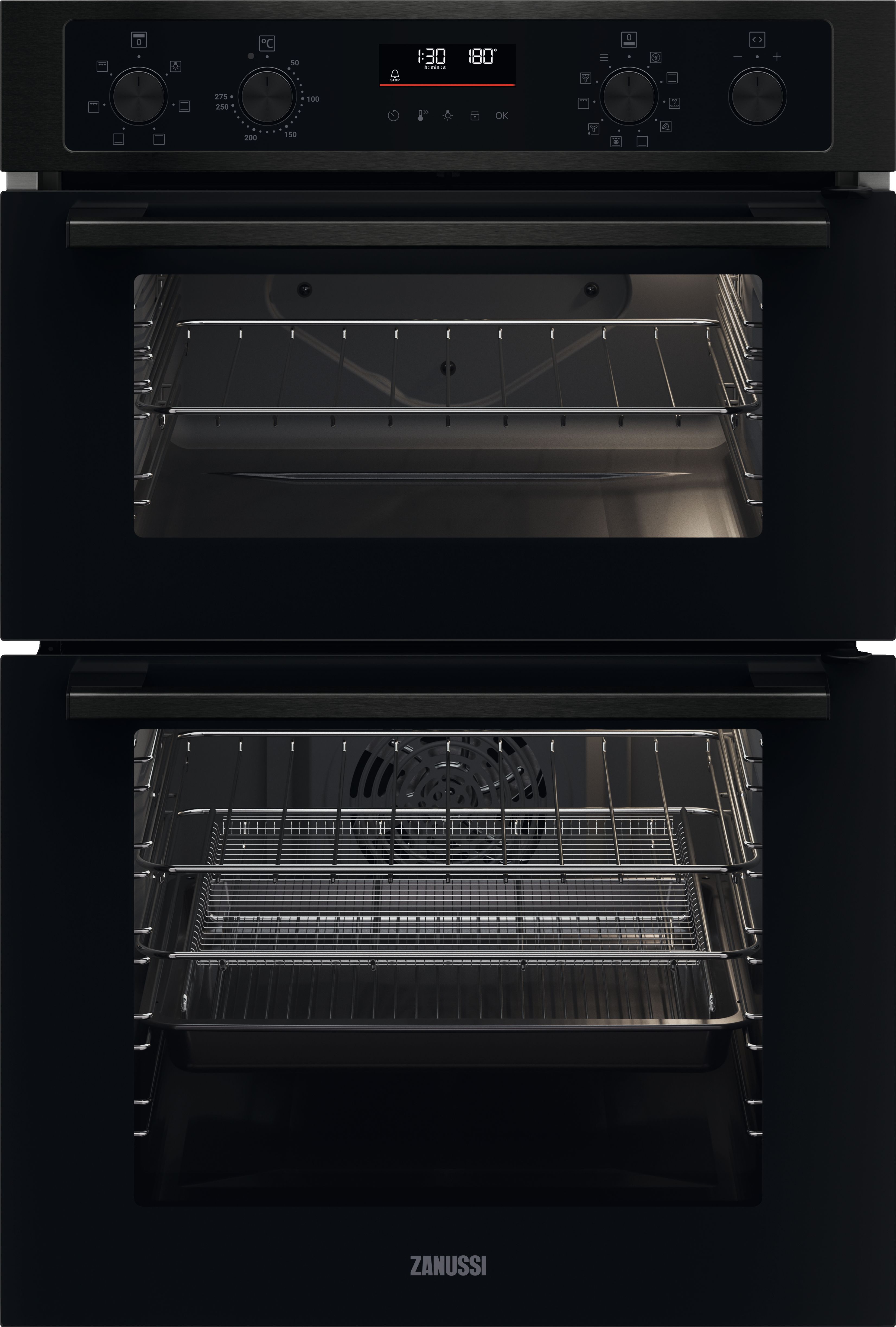 Zanussi Series 40 AirFry ZKCNA7KN Built In Electric Double Oven - Black - A Rated, Black