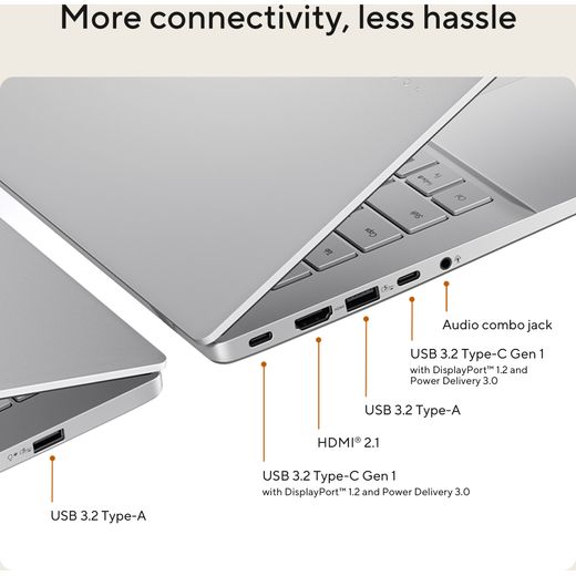 ASUS Vivobook S 14 14" Laptop - AMD Ryzen™ 5, 512GB SSD, 16 GB RAM - Silver - Annotation - port shot 