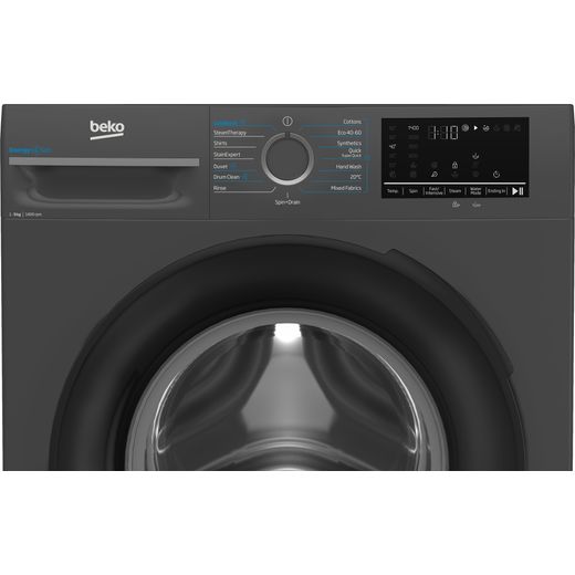 Beko b300 BM3WT4941IA 9kg Washing Machine with 1400 rpm - Anthracite - Close up shot