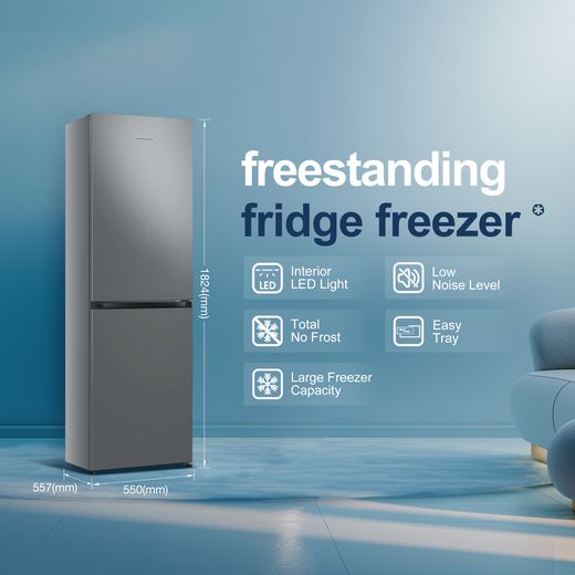 Fridgemaster MC55251DS 182cm High 50/50 No Frost Fridge Freezer - Silver - Annotation - Features