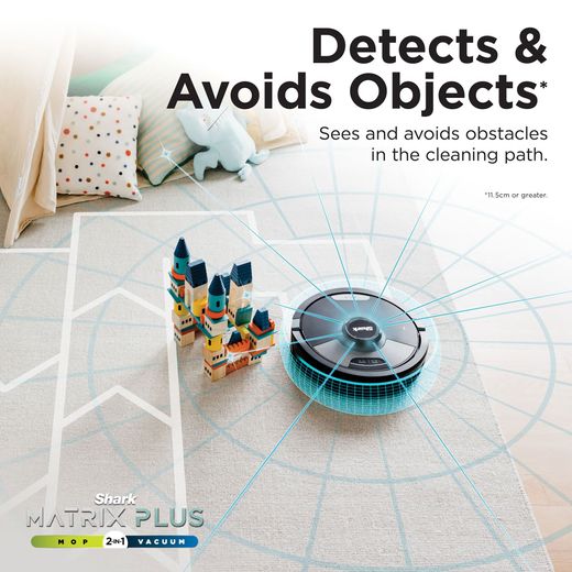 Shark Matrix Plus 2-in-1 Robotic Vacuum Cleaner - Black - Annotation - Detects & avoids objects