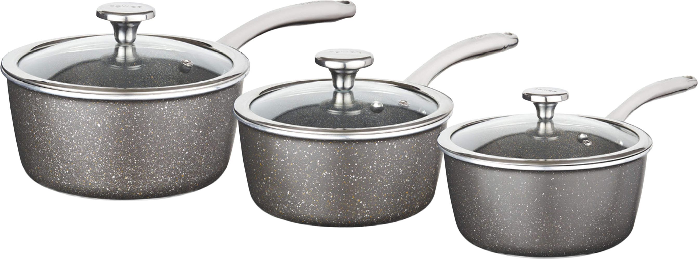 Tower - Saucepan Set - 3 Piece - Aluminium - Graphite