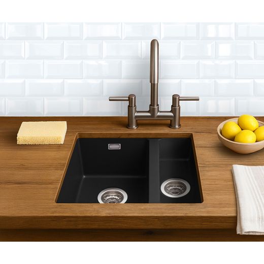 Harlyn Sennen 1.5 Kitchen Sink - Black - sink in kitchen shot