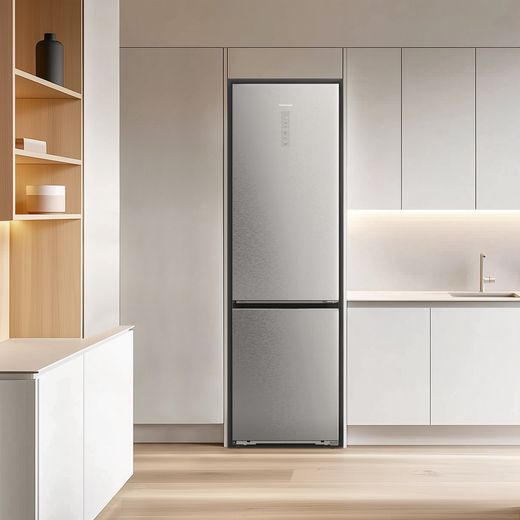 Hisense RB5P410SACCUK 203cm High No Frost Fridge Freezer - Stainless Steel - Fridge freezer in kitchen shot 