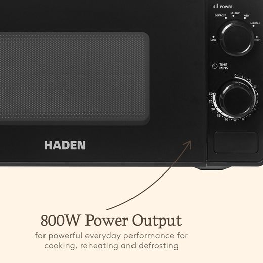 Haden 215635 20 Litre 24cm High, Freestanding Small Microwave - Black - Annotation - 800W power output