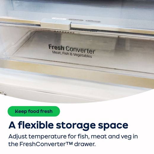 LG InstaView™ ThinQ™ 60/40 Total No Frost Fridge Freezer - Black Steel - AO Annotation - FreshConverter™