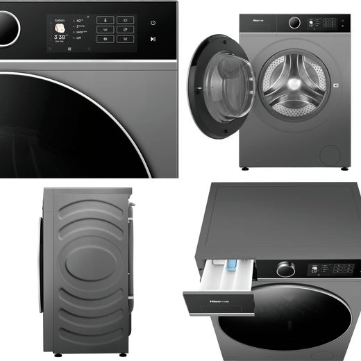 Hisense 5i KitchenFit Series WF5I9043BTFS 9kg Washing Machine with 1400 rpm - Titanium - Angles compilation