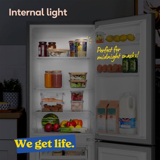 Russell Hobbs RH143FF492E1SS 14cm 70/30 Fridge Freezer - Stainless Steel - Annotation - internal light shot 