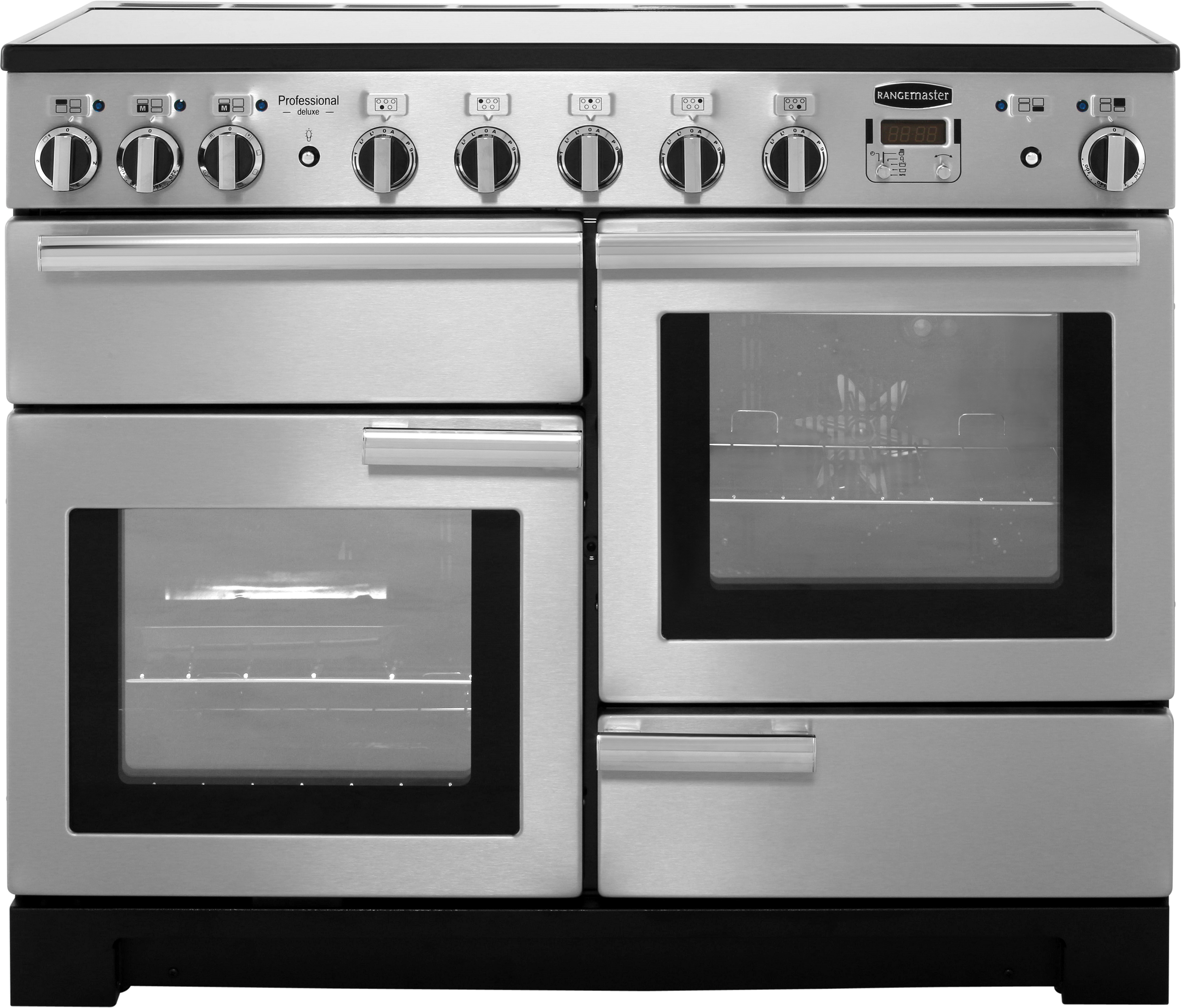 Rangemaster Professional Deluxe PDL110EISS/C 110cm Electric Range Cooker with Induction Hob - Stainless Steel / Chrome - A/A Rated, Stainless Steel