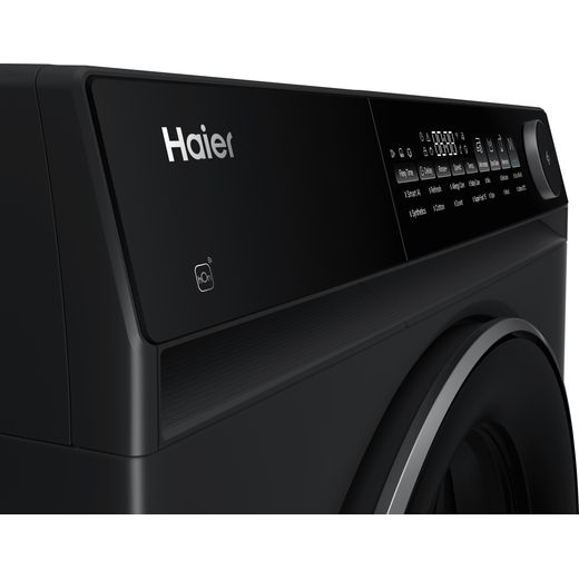 Haier HW100B14367BU1UK WiFi Connected Washing Machine with 1400 rpm - Black Steel - Close up durm shot