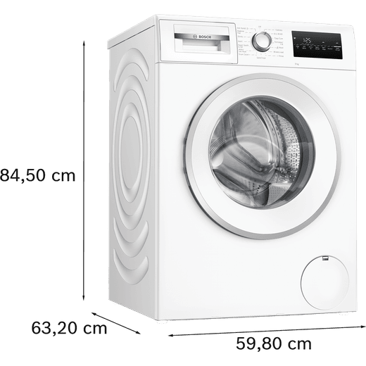 Bosch Series 4 WAN28255GB 9kg Washing Machine with 1351 rpm - White - Annotation - dimensions shot