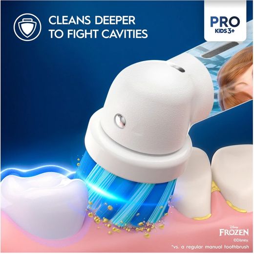 Oral-B Vitality PRO Kids Frozen Electric Toothbrush - Blue - Annotation - Cleans deeper