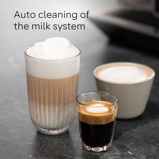 Siemens TQ717GB3 Coffee Machines Stainless Steel - Annotation - Auto cleaning milk system shot