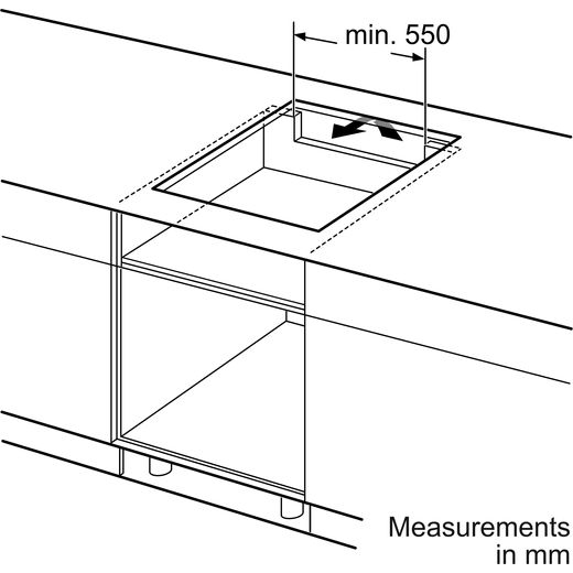 Bosch T36FBE1L0 59cm Induction Hob - Black - Annotation - Dimensions shot