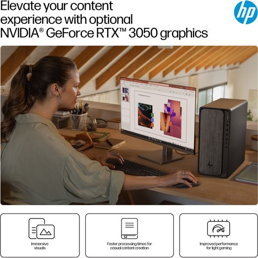 HP OmniDesk M02-0006na Tower - AMD Ryzen™ 5, 512GB SSD 2025 - Gray Wood - Annotation - Graphics
