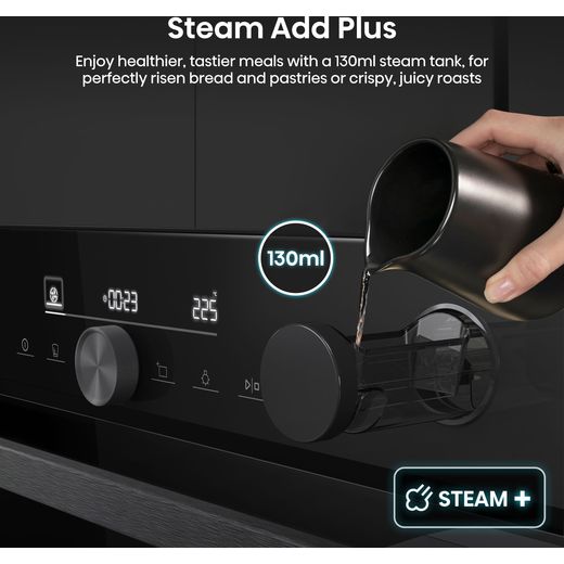 Hisense Hi6 SE BSA66331ABDGUK Built In Electric Single Oven - Black - annotation - steam add shot