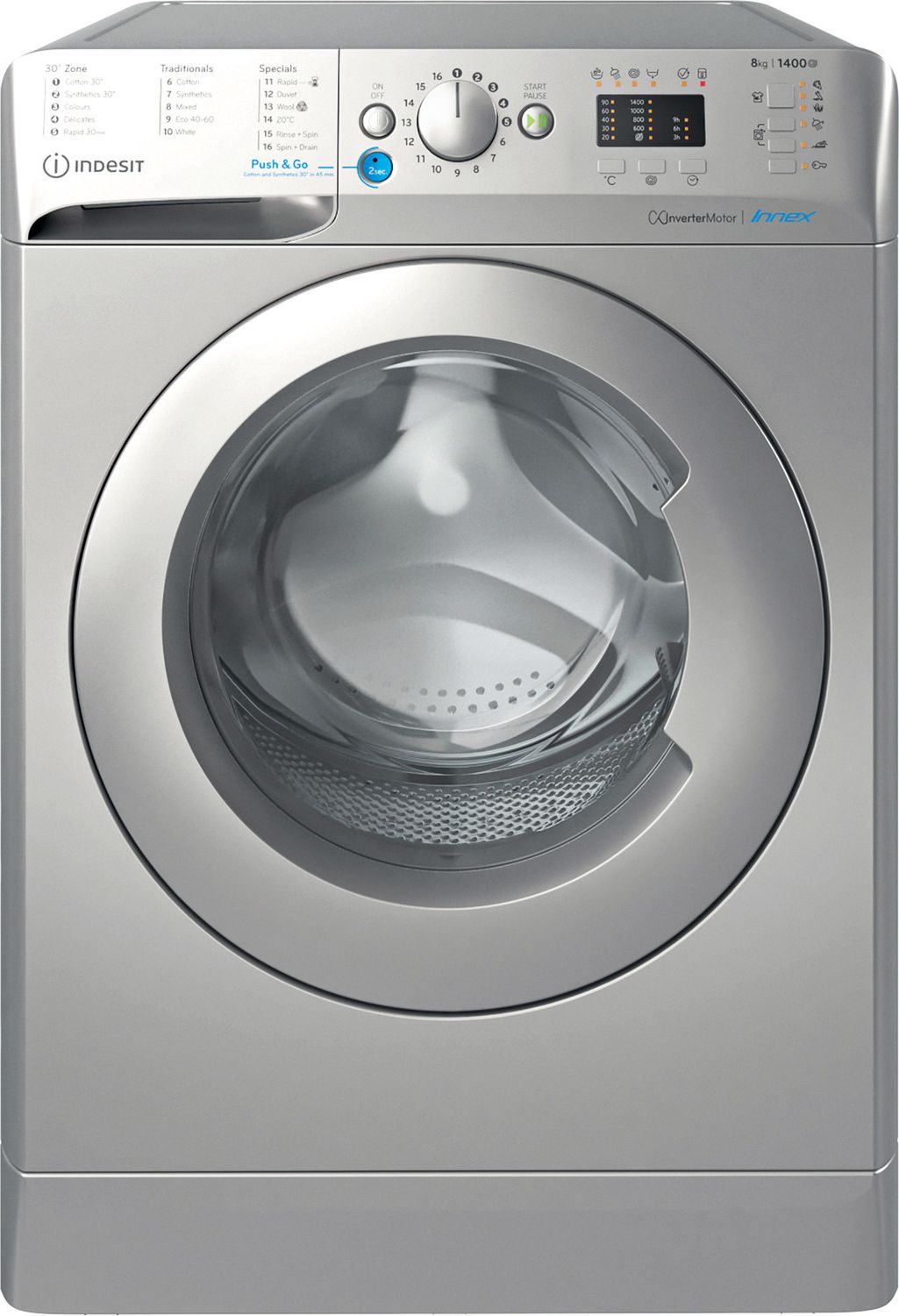 Indesit BWA81485XSUKN 8kg Washing Machine with 1400 rpm - Silver - B Rated, Silver