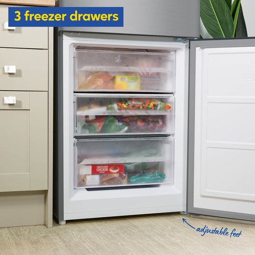 RRussell Hobbs RH186FFFF60SS 186cm 60/40 No Frost Fridge Freezer - Stainless Steel - Annotation - freezer drawer shot