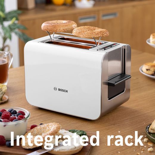 Bosch Styline TAT8611NGB 2 Slice Toaster - White - Annotation - integrated rack shot