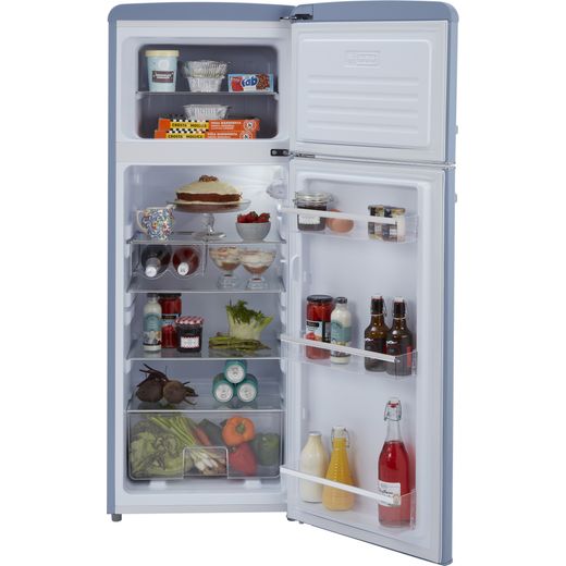 CDA 70/30 Fridge Freezer - Blue - Front with door open shot