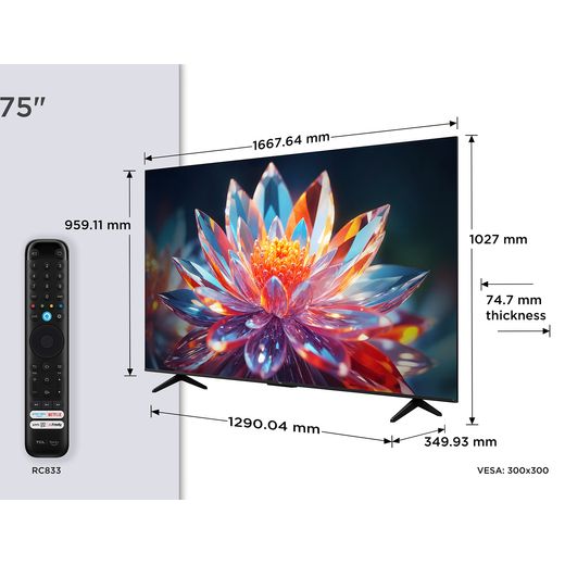 TCL T6C 75" 4K Ultra HD QLED Smart Fire TV - Annotation - Dimeson shot 