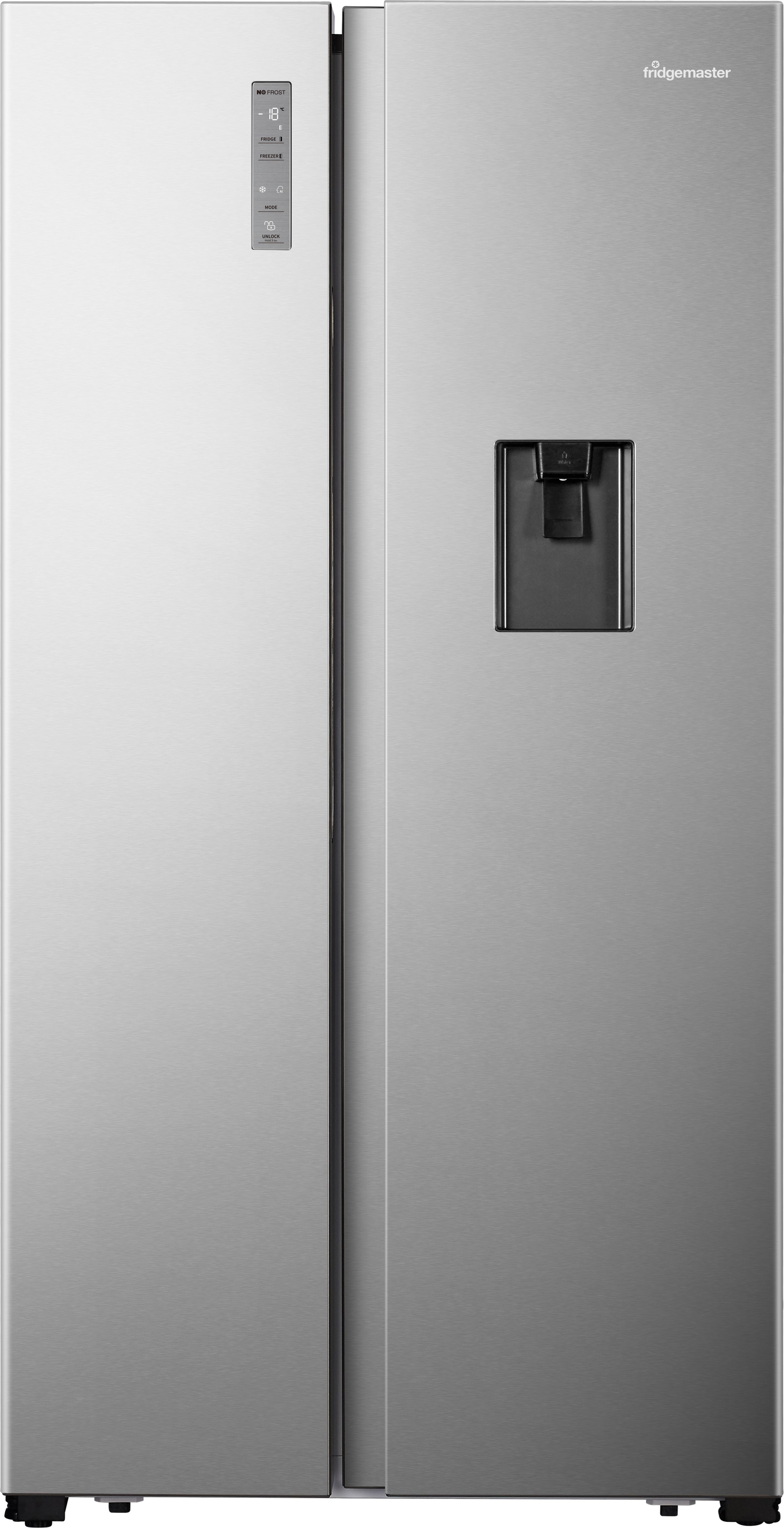Fridgemaster MS91520DES Non-Plumbed Total No Frost American Fridge Freezer - Silver - E Rated, Silver