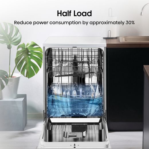Hisense Standard Dishwasher - White - Annotation - Half load