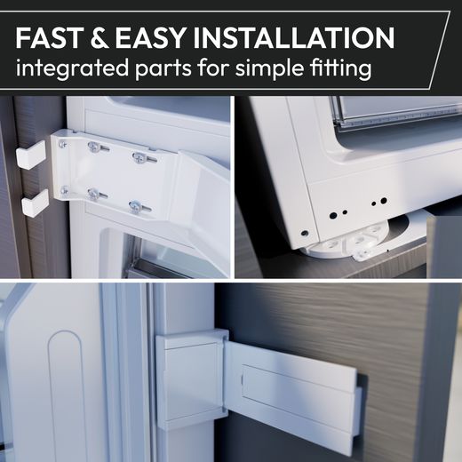 Hoover H-FRIDGE 600 HONBQT5518DK-UK 177cm 70/30 Integrated No Frost Fridge Freezer with Sliding Door Fixing Kit - White - Annotation - fast and easy installation shot