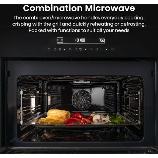 Hisense Hi6 BlackLine BIM45342ADBGUK Built In Compact Electric Single Oven with Microwave Function - Jet Black - Annotation - Combination microwave shot