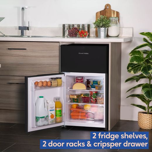Russell Hobbs RH85UCFF482E1B Under-Counter Fridge Freezer in Black - Annotation - Storage shot