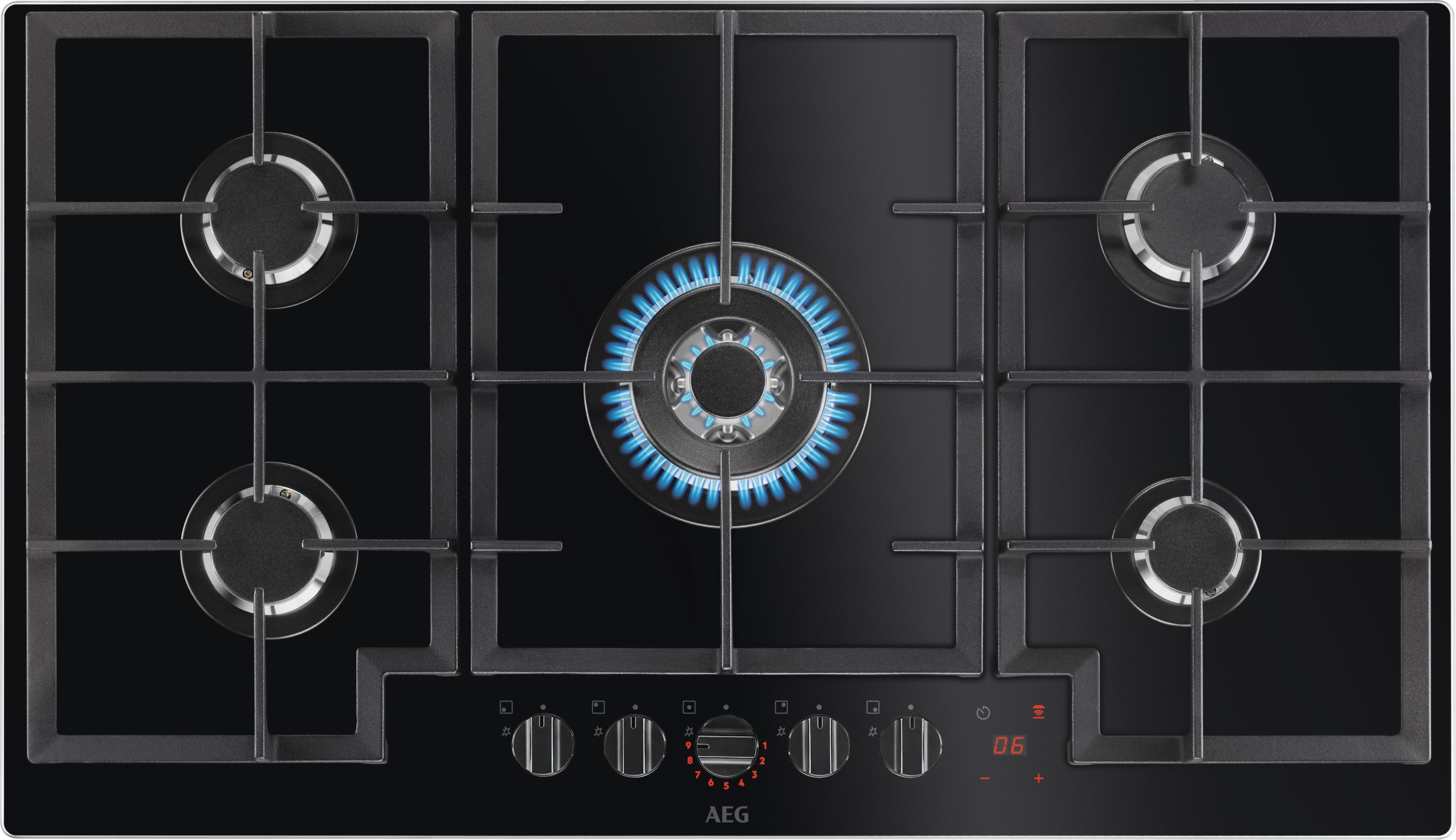 AEG 90cm Gas Hob - 5 Burners - Black - Hob2Hood