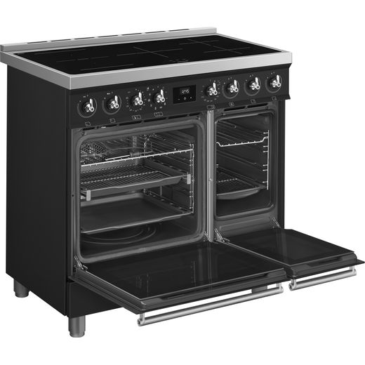 Smeg Electric Cooker with - Black - Right perspective door open shot