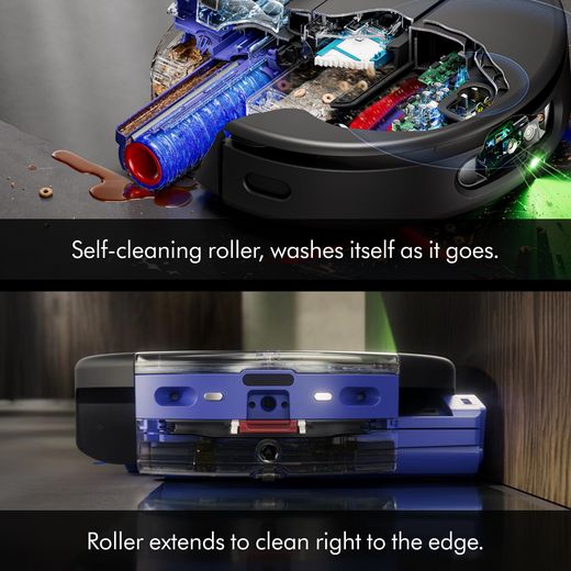 Dyson Spot+Scrub AI Robotic Vacuum Cleaner - Purple / Black - Annotation - Self cleaning roller