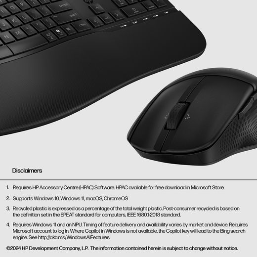 HP 680 Comfort Keyboard and Mouse Combo Wireless Keyboard - Black - Annotation - Disclaimers