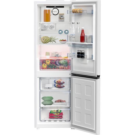 Beko HarvestFresh™ Fridge Freezer - White - Front with door open shot 