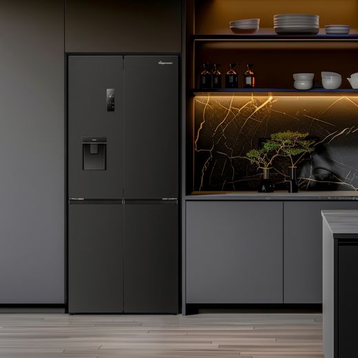 Fridgemaster American Fridge Freezer - Black - Fridge freezer in kitchen