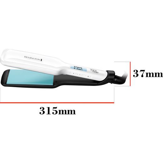 Remington Shine Therapy Wide Plate S8550 Hair Straighteners - White - Annotation - Diemsnion shot