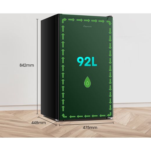 Fridgemaster MUL4892EB Compact 84cm Fridge - Black - Annotation - dimension shot