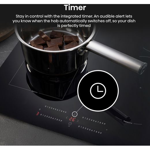 Hisense Hi4 HIC6422BSC 60cm Induction Hob - Black - annotation - timer shot