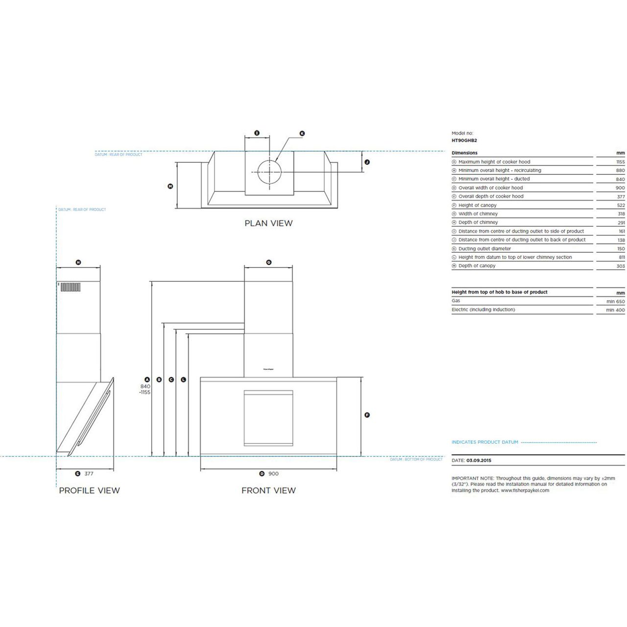 Fisher & Paykel Designer HT90GHB2 90 cm Angled Chimney Cooker Hood Review