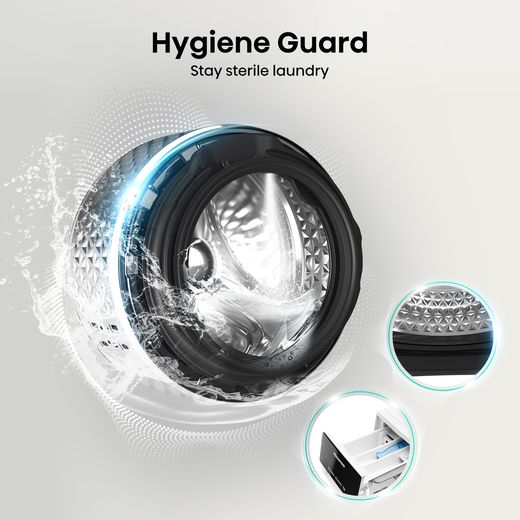 Hisense WF3S1043BW3 10.5kg Washing Machine with 1400 rpm - White - Annotation - Hygiene guard shot