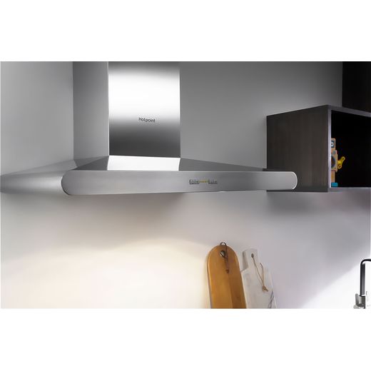 Hotpoint PHC77FLBIX 70cm Chimney Cooker Hood - Stainless Steel - Cooker hood in kitchen shot